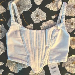 ZARA crop top with zipper - white denim